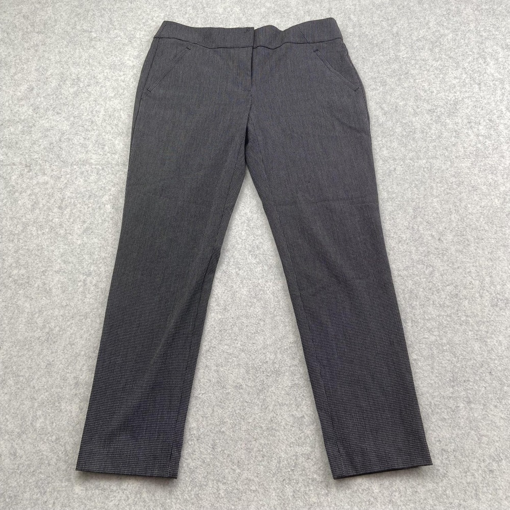 Ann Taylor LOFT Julie Skinny Dress Pants Womens 8 Gray Check Stretch Slim 32x28